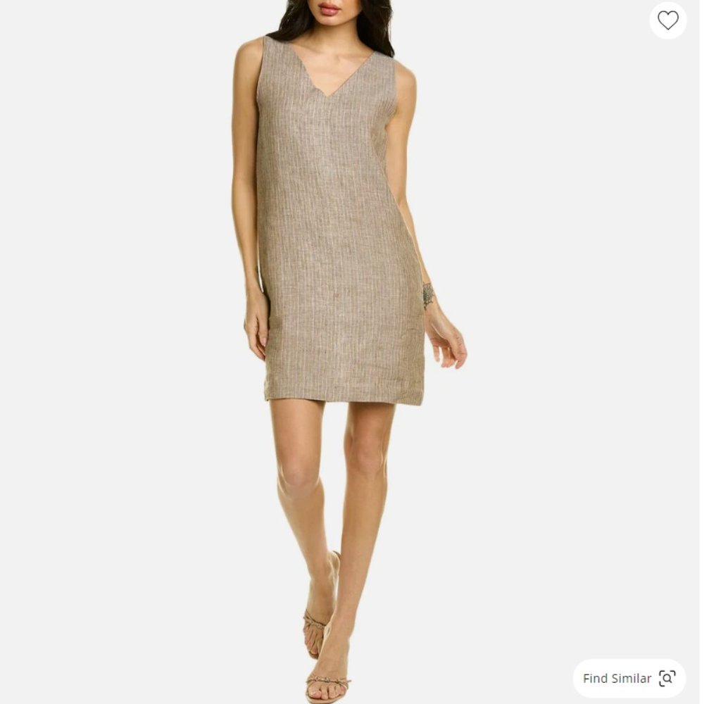 Theory Linen Shift Dress, Brown, size 2